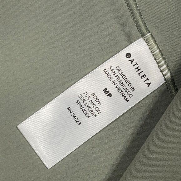 Athleta Legging Women Petite Medium MP Green‎ Salutation Stash Pocket Cinch 7/8 - Picture 9 of 13